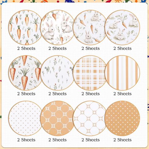 Konsait 24 Sheets Easter Origami Paper 6x6, Single Sided Spring Easter Patterned Paper Rabbit Carrot Decorative Craft Papers Sheets for Card Making Scrapbook Supplies in Saudi Arabia