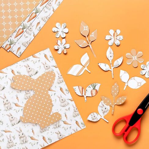 Konsait 24 Sheets Easter Origami Paper 6x6, Single Sided Spring Easter Patterned Paper Rabbit Carrot Decorative Craft Papers Sheets for Card Making Scrapbook Supplies in Saudi Arabia