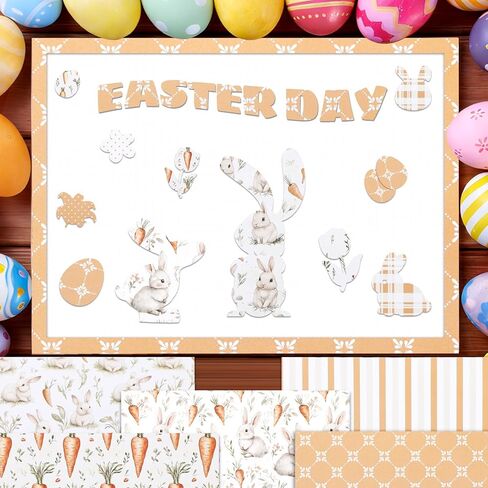 Konsait 24 Sheets Easter Origami Paper 6x6, Single Sided Spring Easter Patterned Paper Rabbit Carrot Decorative Craft Papers Sheets for Card Making Scrapbook Supplies in Saudi Arabia