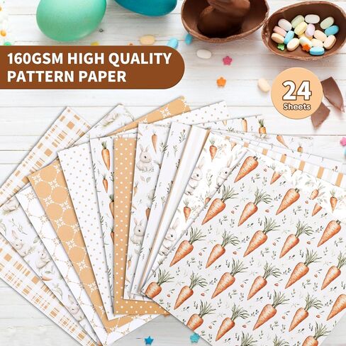 Konsait 24 Sheets Easter Origami Paper 6x6, Single Sided Spring Easter Patterned Paper Rabbit Carrot Decorative Craft Papers Sheets for Card Making Scrapbook Supplies in Saudi Arabia