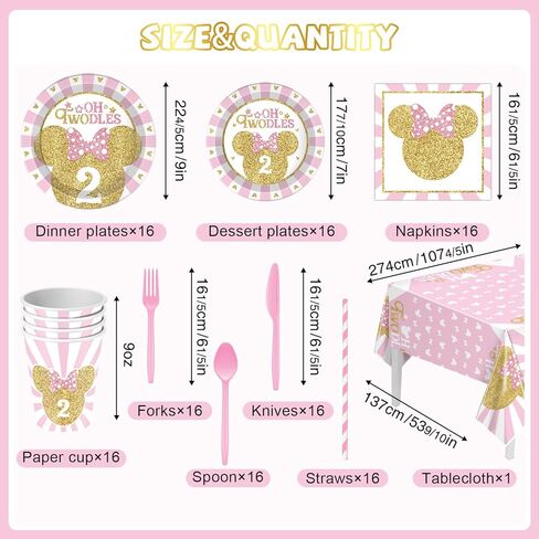 166 Pcs Oh Twodles Birthday Party Supplies Girl, 2nd Birthday Decorations for Girl Paper Plates Napkins Cups Tablecloth Banner for Pink Gold Oh Twodles Birth day Decorations for Girls Serve 16 Guests in Saudi Arabia