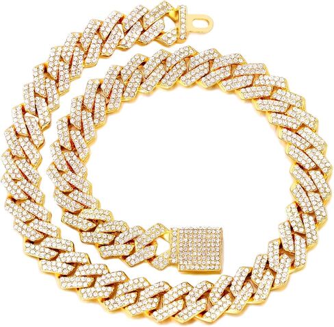 Dog Chain Collar Walking Metal Chain Collar Cuban Link Dog Collar with Secure Buckle 14MM Pet Gold Silver Chain Dog Collars for Small Medium Large Dogs Cats 8-28inch (Gold, 20inch) in Saudi Arabia