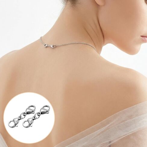 10PCS Double Lobster Clasp Necklace Extender Connector Stainless Steel Lobster Claw Clasps for DIY Jewelry Making Necklace and Bracelet Clips Women Gifts(Silver) in Saudi Arabia