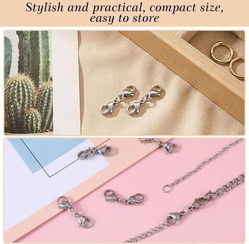 10PCS Double Lobster Clasp Necklace Extender Connector Stainless Steel Lobster Claw Clasps for DIY Jewelry Making Necklace and Bracelet Clips Women Gifts(Silver) in Saudi Arabia