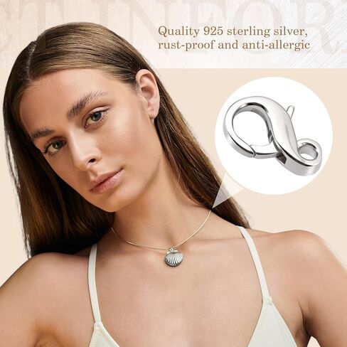 S925 Double Opening Lobster Claw Clasp, Hypoallergenic Necklace Extenders Jewelry Clasp, Spring Rings Connector Clips for Bracelet Anklet Jewelry Making- Silver in Saudi Arabia