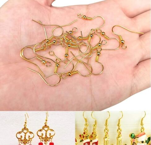 100pcs Earring Hooks with Ball and Coil, Hypo Allergenic Plated Gold Ear Wires with Transparent Storage Box, for DIY Jewelry Making in Saudi Arabia
