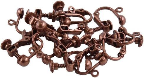12 Pieces Non-Piercing Screw Earring Clip Flat Hook DIY Craft, Antique Copper in Kuwait