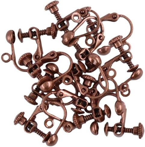 12 Pieces Non-Piercing Screw Earring Clip Flat Hook DIY Craft, Antique Copper in Kuwait