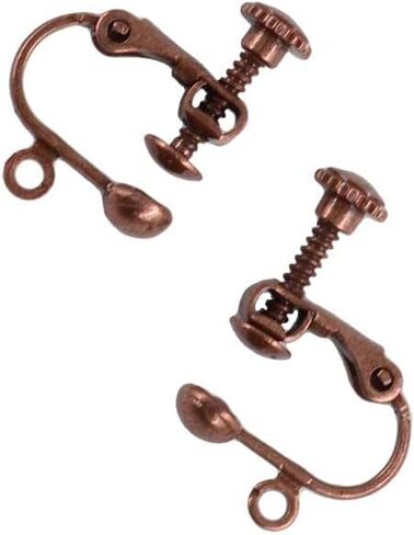 12 Pieces Non-Piercing Screw Earring Clip Flat Hook DIY Craft, Antique Copper in Kuwait