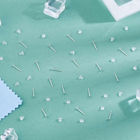 DICOSMETIC 15 Pairs 925 Sterling Silver Earrings Posts Flat Pad Earring Studs 3mm Silver Earring Pads Blanks Earring Pin with 50Pcs Ear Nuts and 1Pc Polishing Cloth for Jewelry Making in Saudi Arabia