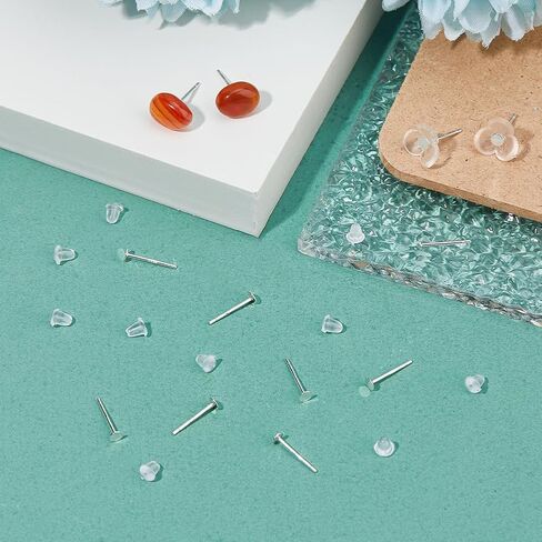 DICOSMETIC 15 Pairs 925 Sterling Silver Earrings Posts Flat Pad Earring Studs 3mm Silver Earring Pads Blanks Earring Pin with 50Pcs Ear Nuts and 1Pc Polishing Cloth for Jewelry Making in Saudi Arabia