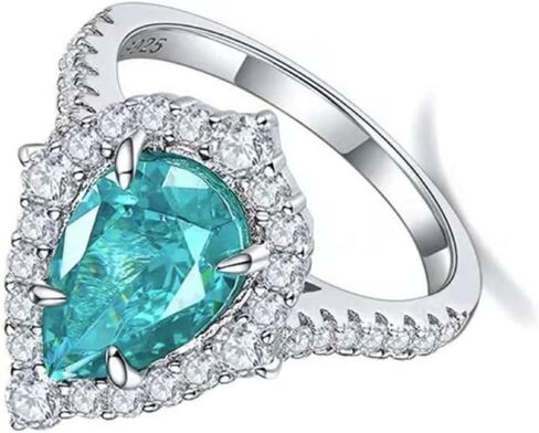925 sterling silver Ocean Blue Women's wedding ring Engagement ring Crime ring Emerald all diamond cubic zirconia ring CZ Timeless Jewelry Findings Earring Backs Findings in Saudi Arabia