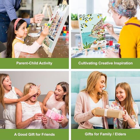GHHKUD 4 Pack Framed Paint by Numbers City Travel for Adults Kids, DIY Easy Painting by Numbers with Frame Wooden Holder, Painting Art on Canvas Gifts Home Wall Decor 20x30cm in Saudi Arabia