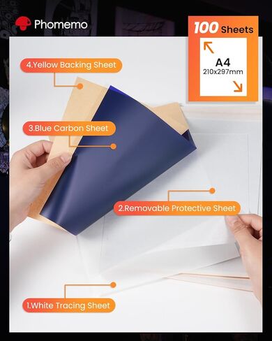 Phomemo Premium Tattoo Transfer Paper - 100 Sheets of Professional Stencil Paper for Tattooing, A4 Size Tattoo Thermal Transfer Paper for DIY Designs - Tattoo Kit for Tattoo Artist (100PCS) in Saudi Arabia