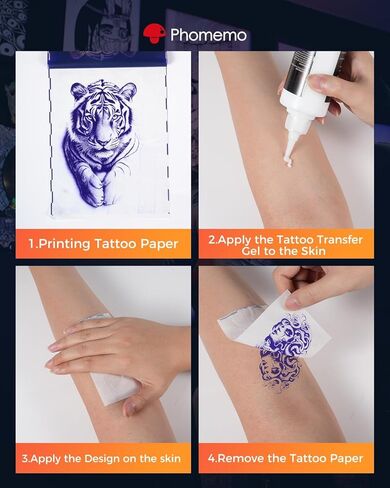 Phomemo Premium Tattoo Transfer Paper - 100 Sheets of Professional Stencil Paper for Tattooing, A4 Size Tattoo Thermal Transfer Paper for DIY Designs - Tattoo Kit for Tattoo Artist (100PCS) in Saudi Arabia
