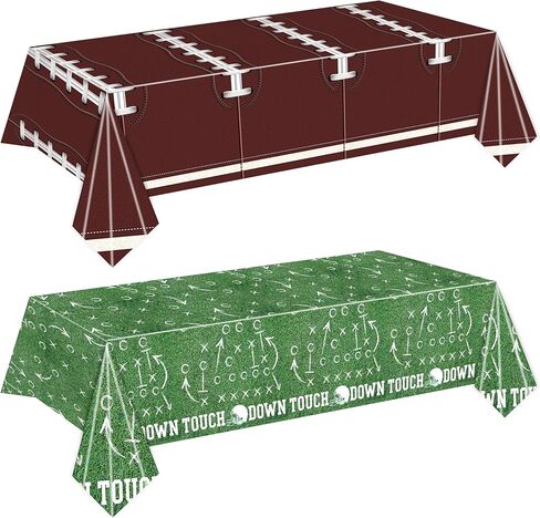 Football Tablecloth Plastic Touchdown Tablecloths Disposable Table Cover Rectangle Tailgate Game Day Football Birthday Party Decorations Supplies 54×108 Inch 2 Pack in Saudi Arabia