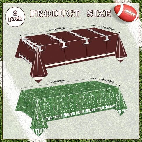 Football Tablecloth Plastic Touchdown Tablecloths Disposable Table Cover Rectangle Tailgate Game Day Football Birthday Party Decorations Supplies 54×108 Inch 2 Pack in Saudi Arabia