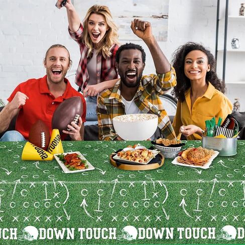 Football Tablecloth Plastic Touchdown Tablecloths Disposable Table Cover Rectangle Tailgate Game Day Football Birthday Party Decorations Supplies 54×108 Inch 2 Pack in Saudi Arabia