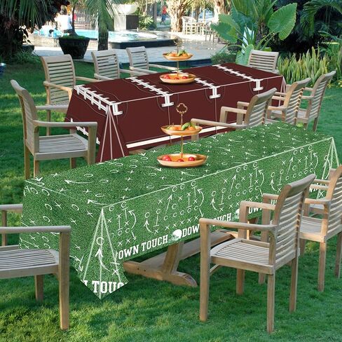 Football Tablecloth Plastic Touchdown Tablecloths Disposable Table Cover Rectangle Tailgate Game Day Football Birthday Party Decorations Supplies 54×108 Inch 2 Pack in Saudi Arabia