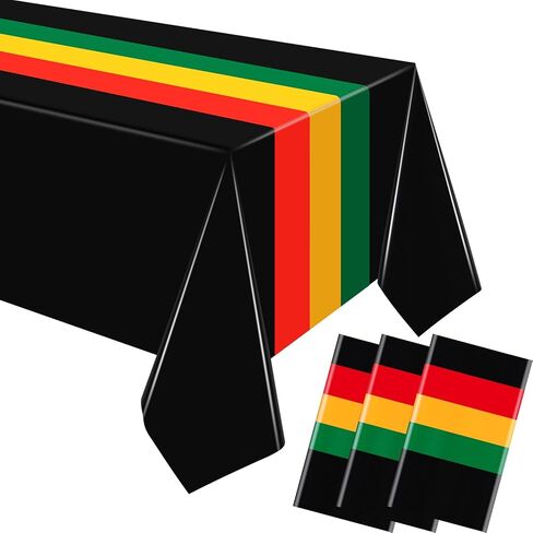 Kinlop 3 Pcs Kwanzaa Tablecloth 108 x 51 Inch Juneteenth Black History Table Covers Plastic Disposable Table Clothes for Africa American Independence Celebrate Freedom Party Supplies(Geometric) in Saudi Arabia
