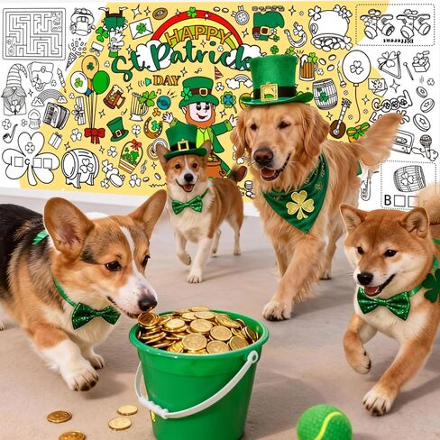 ملصق تلوين عيد القديس باتريك من Meagez، مقاس 30 × 72 بوصة، مفرش طاولة من الورق الجامبو، هدايا للأطفال، ديكورات الحفلات، الحرف اليدوية لعيد القديس باتريك للأطفال in Kuwait