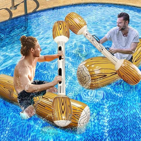 [Upgraded Log Rafts] 4 Pcs Jumbo Inflatable Battle Log Pool Game - 2 Players Inflatable Floating Toy for Kids Adults, Family Pool Fighting Float Row Toys for Pool Parties, Beach, Summer Outdoor Sports in Saudi Arabia