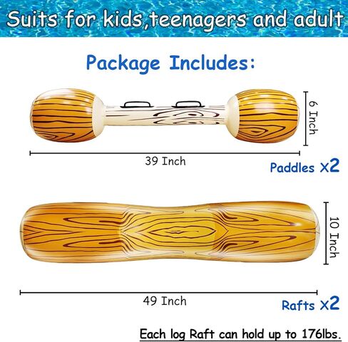 [Upgraded Log Rafts] 4 Pcs Jumbo Inflatable Battle Log Pool Game - 2 Players Inflatable Floating Toy for Kids Adults, Family Pool Fighting Float Row Toys for Pool Parties, Beach, Summer Outdoor Sports in Saudi Arabia