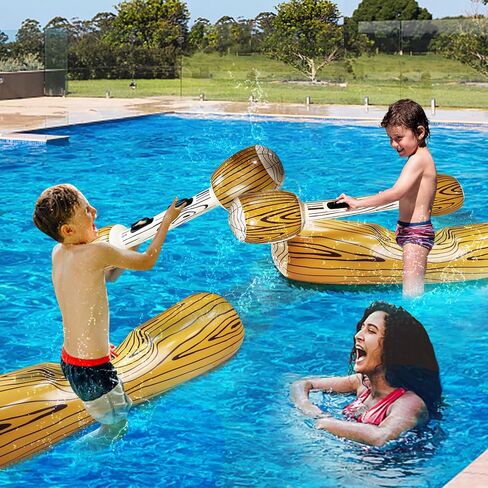 [Upgraded Log Rafts] 4 Pcs Jumbo Inflatable Battle Log Pool Game - 2 Players Inflatable Floating Toy for Kids Adults, Family Pool Fighting Float Row Toys for Pool Parties, Beach, Summer Outdoor Sports in Saudi Arabia