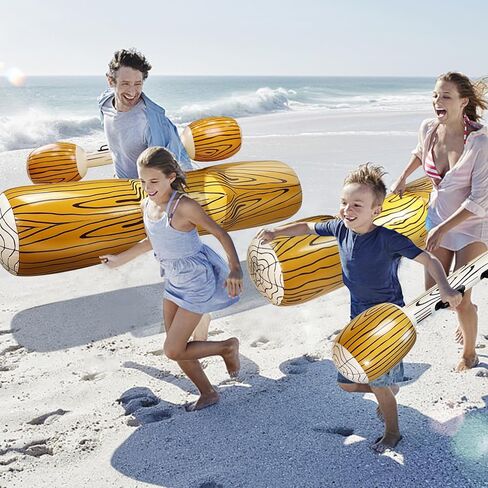 [Upgraded Log Rafts] 4 Pcs Jumbo Inflatable Battle Log Pool Game - 2 Players Inflatable Floating Toy for Kids Adults, Family Pool Fighting Float Row Toys for Pool Parties, Beach, Summer Outdoor Sports in Saudi Arabia