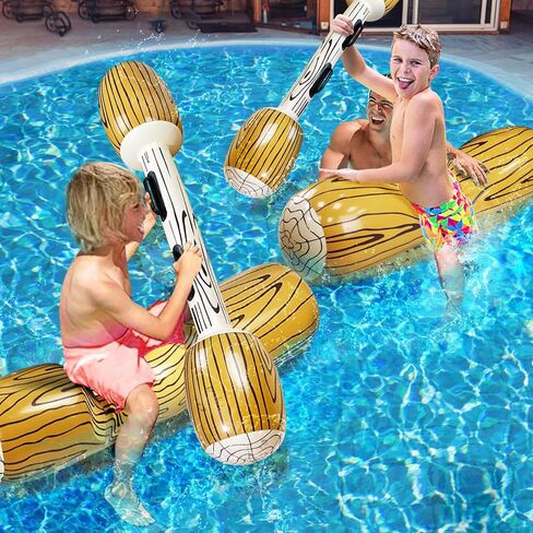 [Upgraded Log Rafts] 4 Pcs Jumbo Inflatable Battle Log Pool Game - 2 Players Inflatable Floating Toy for Kids Adults, Family Pool Fighting Float Row Toys for Pool Parties, Beach, Summer Outdoor Sports in Saudi Arabia