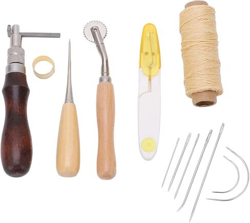 Leather Sewing Kit, Leather Art Tool Set for Repairing Coats, Tents, Mattresses, Ideal for Beginners and Experienced Users, Made of Steel and Wood in Saudi Arabia