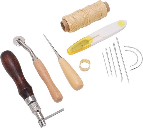 Leather Sewing Kit, Leather Art Tool Set for Repairing Coats, Tents, Mattresses, Ideal for Beginners and Experienced Users, Made of Steel and Wood in Saudi Arabia