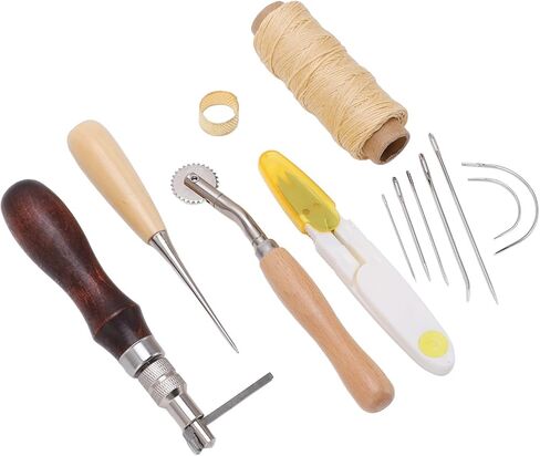 Leather Sewing Kit, Leather Art Tool Set for Repairing Coats, Tents, Mattresses, Ideal for Beginners and Experienced Users, Made of Steel and Wood in Saudi Arabia