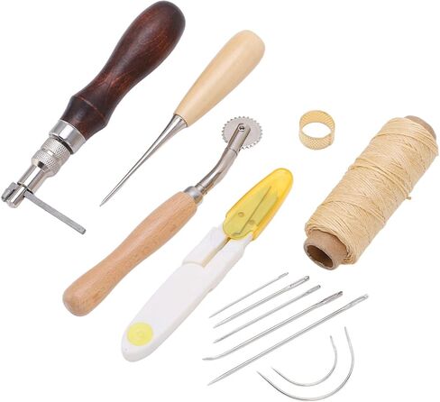 Leather Sewing Kit, Leather Art Tool Set for Repairing Coats, Tents, Mattresses, Ideal for Beginners and Experienced Users, Made of Steel and Wood in Saudi Arabia