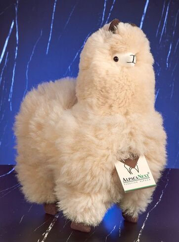 Real Alpaca Natural Fur Toy – Soft and Cuddly Handcrafted Alpaca Fur Toys, Sourced Fur from Peru, (9 inches, Beige) in Saudi Arabia