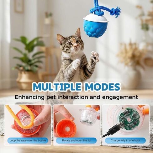 Interactive Dog Toys Motion Activated Automatic Rolling Ball Toys for Small/Medium/Large Dogs Balls for Boredom to Keep Them Busy with USB Rechargeable(Blue) in Saudi Arabia