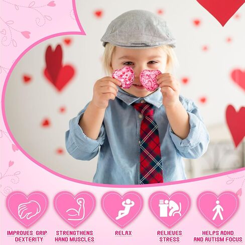 Honoson 108 Pcs Valentines Day Heart Stress Balls Jesus Loves You 1.57 Inch Mini Heart Stress Relief Balls Foam Ball Bulk for Valentine Party Gift Bag Fillers(Cute Style) in Saudi Arabia