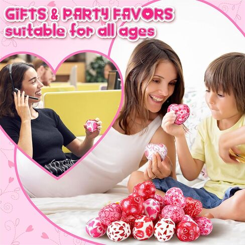 Honoson 108 Pcs Valentines Day Heart Stress Balls Jesus Loves You 1.57 Inch Mini Heart Stress Relief Balls Foam Ball Bulk for Valentine Party Gift Bag Fillers(Cute Style) in Saudi Arabia