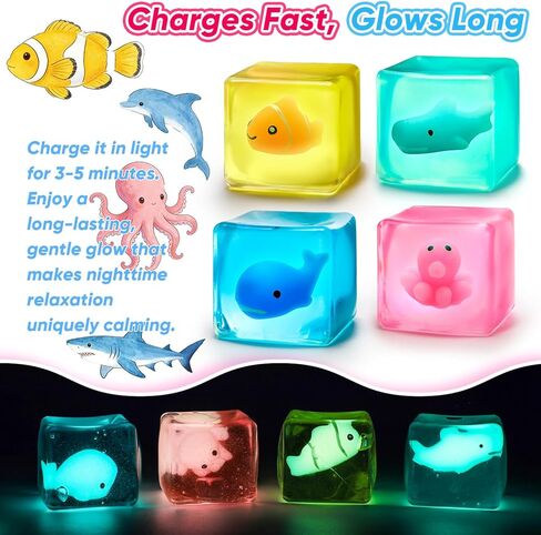 ألعاب فيدجيت، 4 قطع من مكعبات الضغط الإسفنجية لتخفيف التوتر والقلق، والحيتان، وأسماك القرش، وسمكة المهرج، والأخطبوط المتوهج في الظلام، لعبة حسية مكعب فيدجيت للبالغين والأطفال، كرات ضغط الثلج عالية الكثافة. in Kuwait