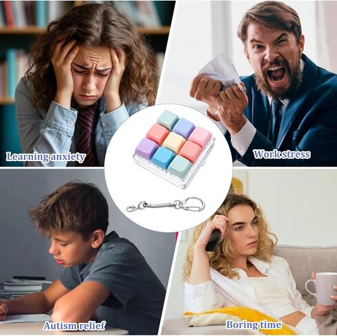 لعبة تململ لوحة المفاتيح الملونة، لعبة النقر على لوحة المفاتيح 9 في 1، ألعاب تخفيف الضغط، سلسلة مفاتيح فيدجيت كلير للوحة المفاتيح لتخفيف التوتر والقلق in Kuwait