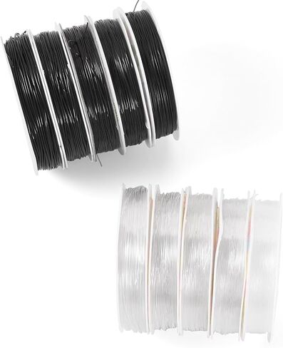 Craftdady 10 Rolls Elastic Bracelet String 0.4/0.5/0.6/0.8/1 mm Stretchy Crystal Bead Cord Black Clear Elastic Beading Thread for Beading Necklace Ankle Jewelry Making in Saudi Arabia