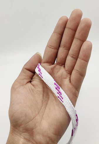 Nada Flat Dori Cotton String for Indian Ethnic Wear, 30 Meters, White with Purple Stripes in Saudi Arabia