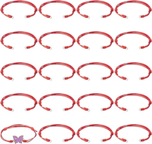 20Pcs Adjustable Braided Cord Bracelets Lilac, Korean Waxed Polyester Thread String Bracelet Making Slider Friendship Bracelets with Jump Rings for Jewelry Making DIY Crafts in Saudi Arabia