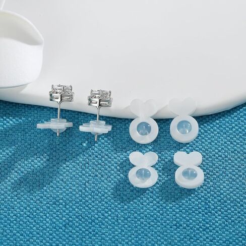 Secure Earring Lifters, Silicone and Acrylic Earring Support Backs – 5 Pairs Replacement Backs for Droopy or Pierced Ears in Saudi Arabia