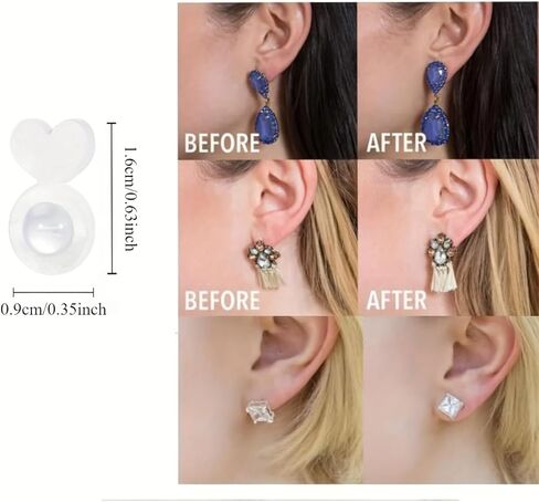 Secure Earring Lifters, Silicone and Acrylic Earring Support Backs – 5 Pairs Replacement Backs for Droopy or Pierced Ears in Saudi Arabia