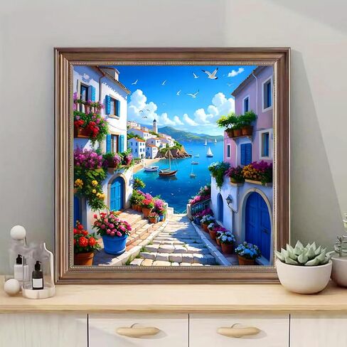 AMORARS Sea Scenery Diamond Art Kits for Adults, 5D Diamond Painting Kits for Beginners - DIY Full Diamond Dot Gem Art Paintings, Suitable Gifts, and Home Decoration Crafts, 12x12Inch in Saudi Arabia