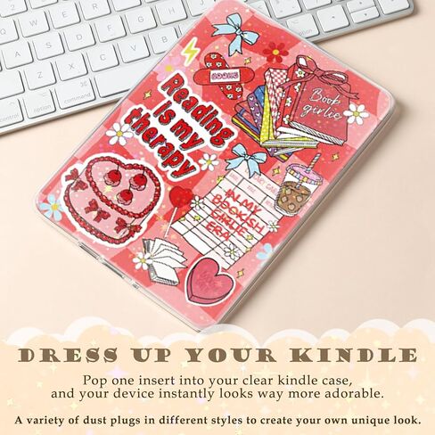 إدراج بطاقات لحافظة شفافة - 8 قطع من ملصقات الجلد الخلفية المضحكة لـ Kindle Paperwhite الجيل الحادي عشر والثاني عشر مقاس 6.9 بوصات ملحقات تزيين ملونة لهدية قراءة القارئ الإلكتروني in Kuwait