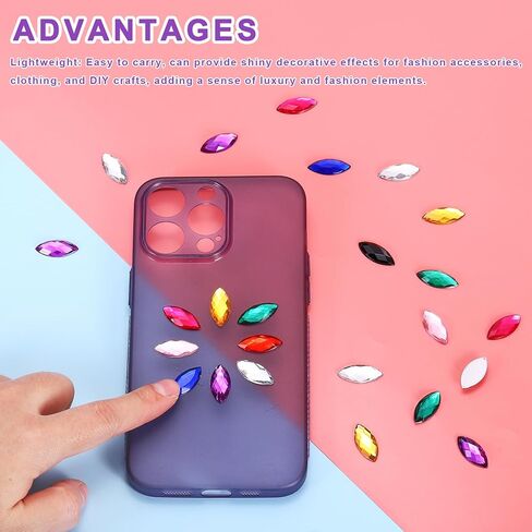 MECCANIXITY 50 قطعة من أحجار عين الحصان الأكريليك، أحجار الراين الزرقاء الداكنة 20 × 9 مم أحجار كريمة مسطحة الظهر من الكريستال أحجار الراين السائبة لصياغة أحجار الراين للملابس وصياغة الأظافر المبهرة in Kuwait