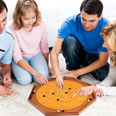 كروكينول آند تشيكرز، لعبة كروكينول كلاسيكية مقاس 27 بوصة مع سطح لعب 22 بوصة، لعبة طاولة من التراث الكندي للاعبين، ألعاب كروكينول البراعة رائعة للعائلات والأصدقاء in Kuwait