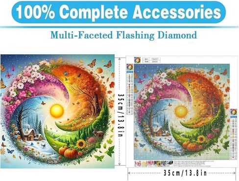 MOMDEDP 5D Diamond Art Painting,Four Season Diamond Art Kits for Adults,DIY Full Drill Crystal Rhinestone Arts and Crafts,Butterfly Flowers Art Painting with Diamond Home Wall Decor 13.8 X 13.8inch in Saudi Arabia